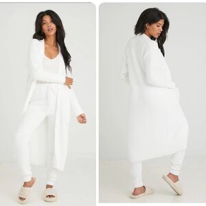 Bella Dahl Long Lined Open Front Cozy Loose Knit Wool Cardigan Duster  SZ S